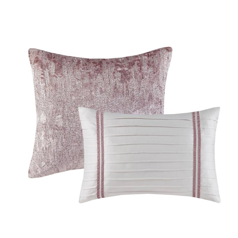 GDF Studio - Crinkle Velvet Comforter Set with Decorative Pillows