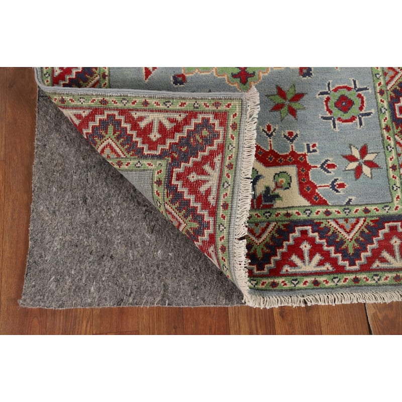 Light Blue Kazak Runner Rug Hand-Knotted Oriental Wool Carpet - 2'9" x 9'7"