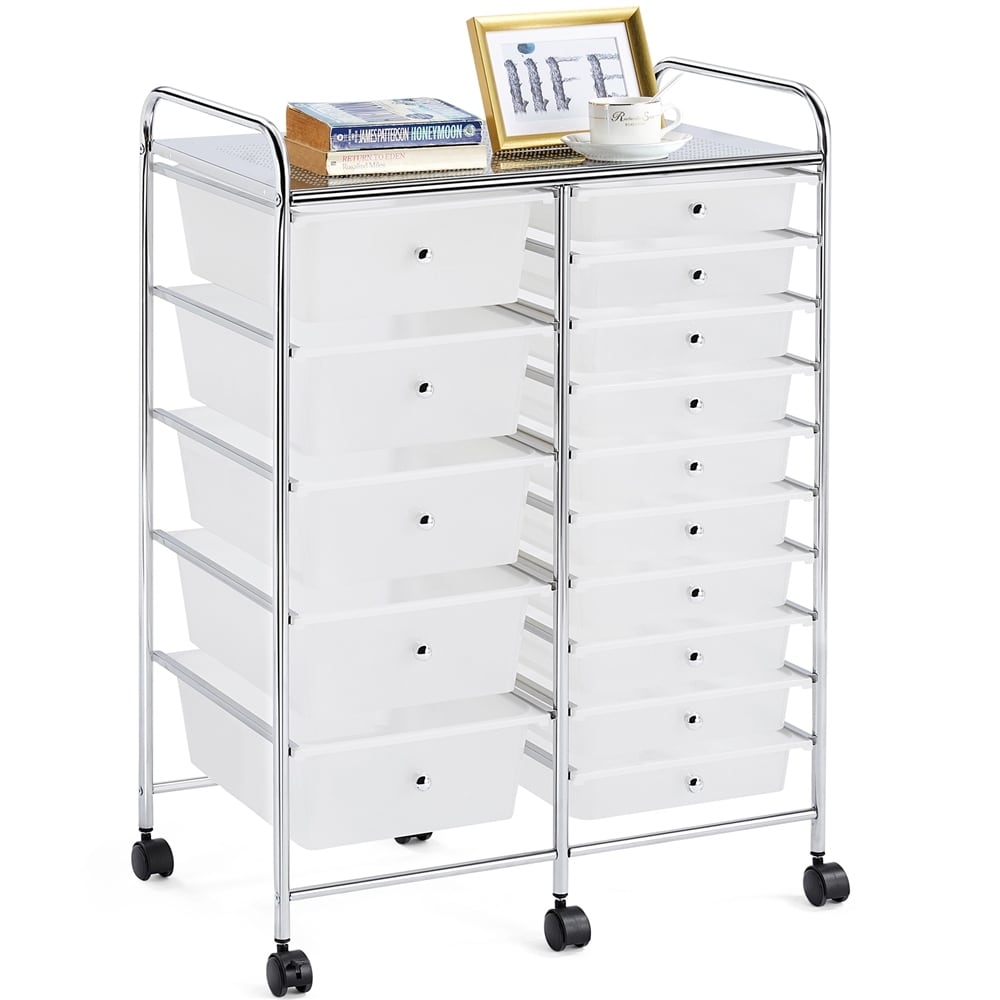 Yaheetech 15-Drawer Metal Frame Rolling Storage Cart Bin - Picture 10 of 20