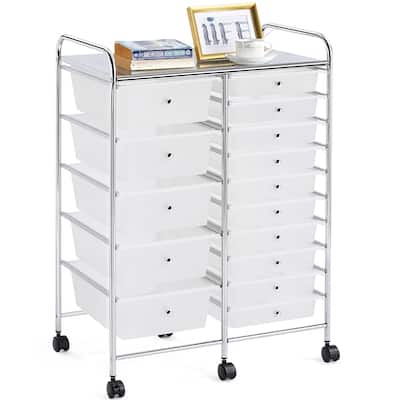 Yaheetech 15-Drawer Metal Frame Rolling Storage Cart Bin Organizer