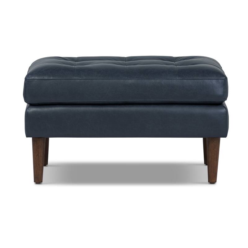 Poly & Bark Napa Ottoman - Full Grain Genuine Italian Leather - Deepsky Blue