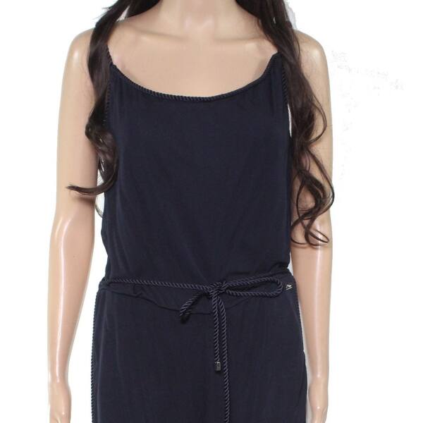 Shop Escada Sport Womens Jumpsuit Navy Blue Size 8 Braided Trim