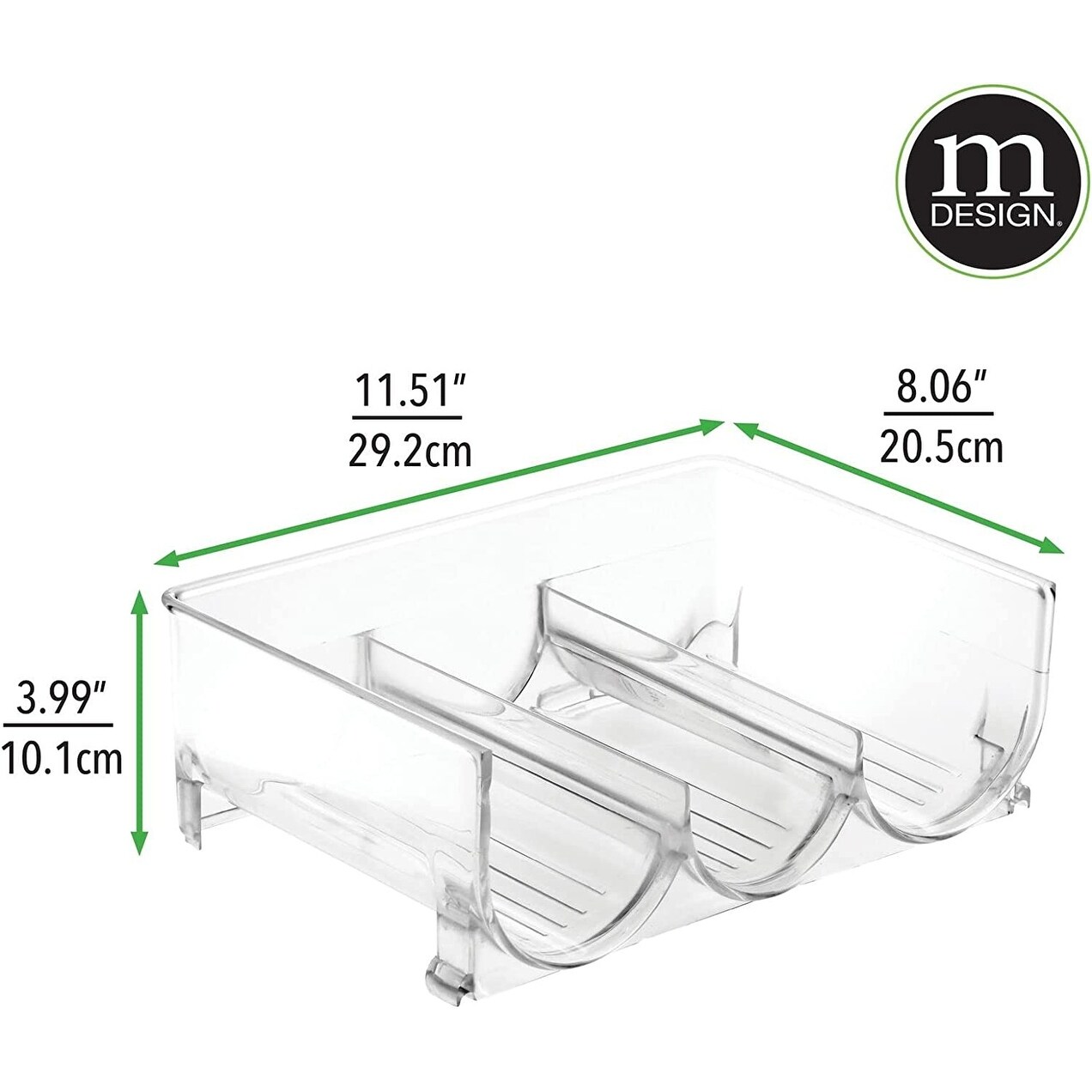mDesign Plastic Stackable Water Bottle Storage Organizer Rack - 8.06 x  11.51 x 3.99, 8 Pack, Clear