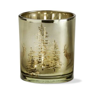 Wilde Pine Tree Green Mercury Glass Tealight Candle Holder, 3.15 x 3.15 x 3.15