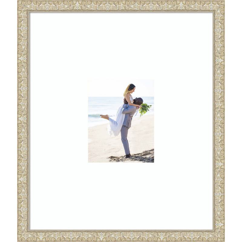 Lila Picture Frame, Photo Frame - 22x26 Matted White 8x10 - Lila Silver
