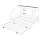 preview thumbnail 25 of 78, Metal House Bed with Trundle, Twin/Full Size Daybed Playhouse Bed with Bulit-in Storage Shelves and Metal Grid for Kids Teens