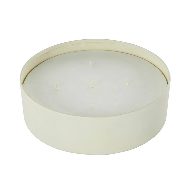 Metal Scented Textured 59oz 5 Wick Decorative Candle with White Wax - Cream, Black or Beige - Roche River Decor