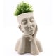 preview thumbnail 7 of 13, Speckled Beige Thoughtful Bust Head MgO Indoor/ Outdoor Statue Planter