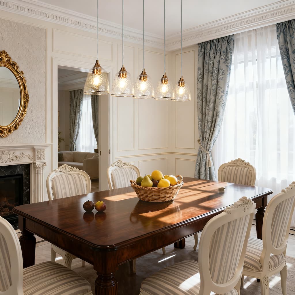 Modern 5-Light Gold Chandelier Linear Island Light for Dining Room - W 45.2" x H 7.8" x D 6"