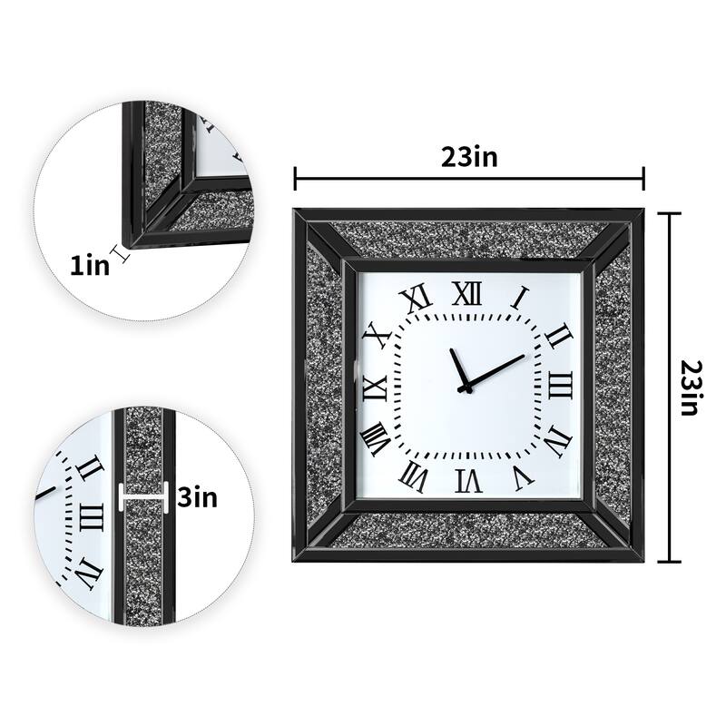 Glass Wall Clock with Diamond Crystal