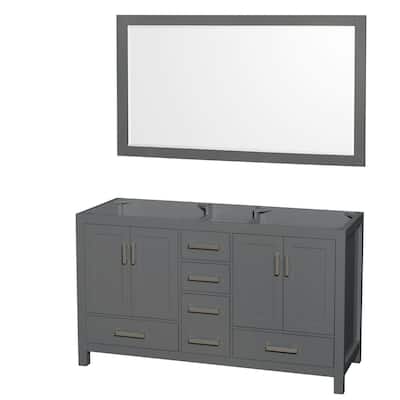 Wyndham Collection Sheffield 60" Hardwood Vanity Cabinet and Mirror -