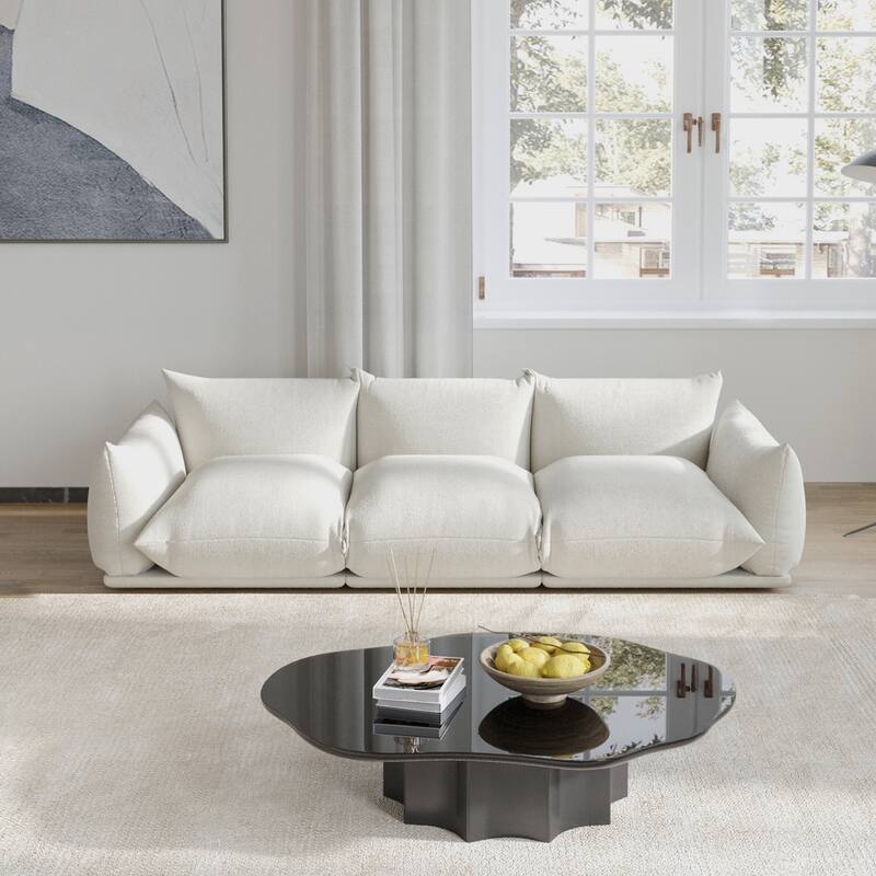 3-Seats Sectional Sofa Chenille Fabric Sofa Lounge Couch - Beige