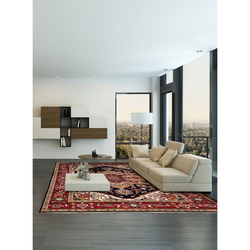 ECARPETGALLERY Hand-knotted Serapi Heritage Dark Navy Wool Rug - 9'11 x 13'9