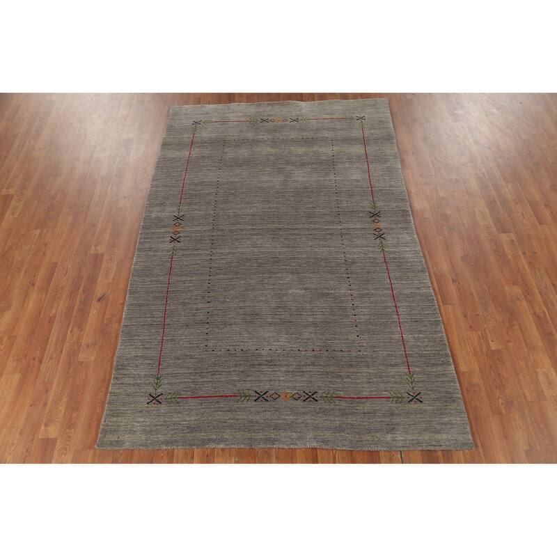 Striped Gabbeh Oriental Area Rug Handmade Contemporary Wool Carpet - 5'1"x 7'10"