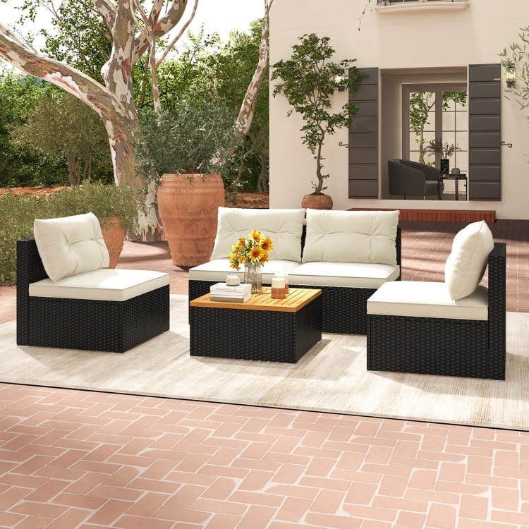 5-Piece Modern Outdoor Furniture Set for Backyard and Poolside - 27" x 25" x 25.5" (L x W x H)