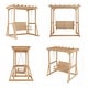 preview thumbnail 4 of 10, Solid Cedar Wood Pergola Swing, 2-Person Outdoor Wooden Swing Bench with Frame, Heavy Duty Patio Arbor Swing