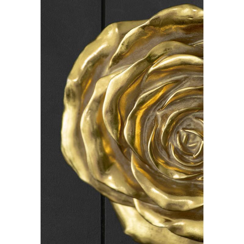 Contemporary Rose Hanging Wall Decor with Gold Resin Floral Sculpture, for Living Room Hallway Bedroom Office