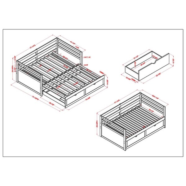 Furniture of America Soma Twin-King Expandable Daybed with Trundle