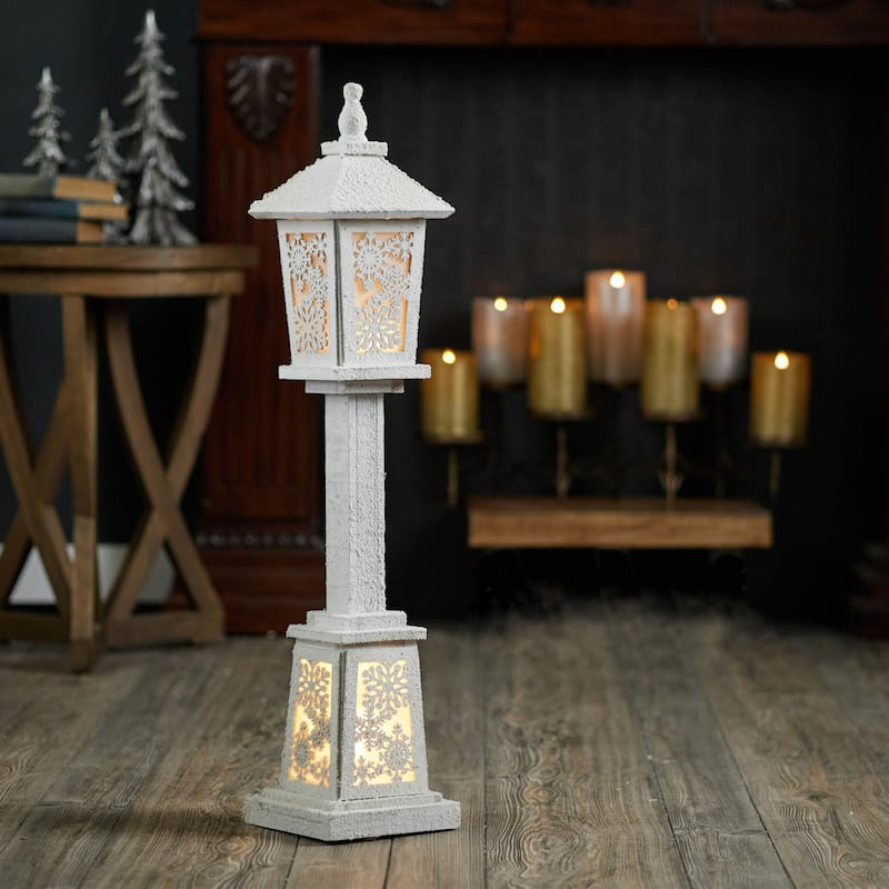 LED Lighted Winter Lantern Post Christmas Decoration - 32"