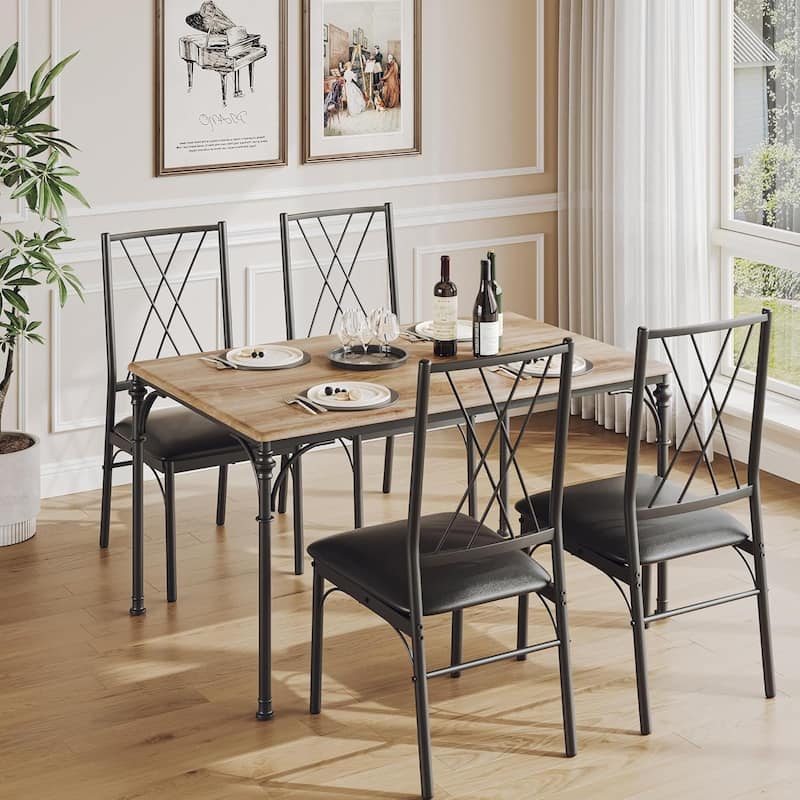 5-Piece Dining Table Set for 4, Modern Kitchen Table and Chairs, Compact Size for Apartment or Small Dining Room