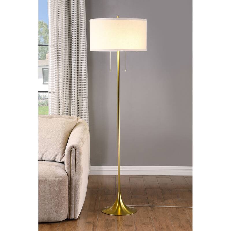 Elmira 65-Inch Drum Shade Metal Floor Lamp Gold