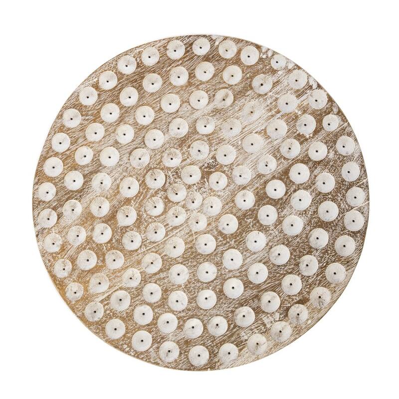 HomeRoots 18" Washed White Solid Wood Round End Table - 16