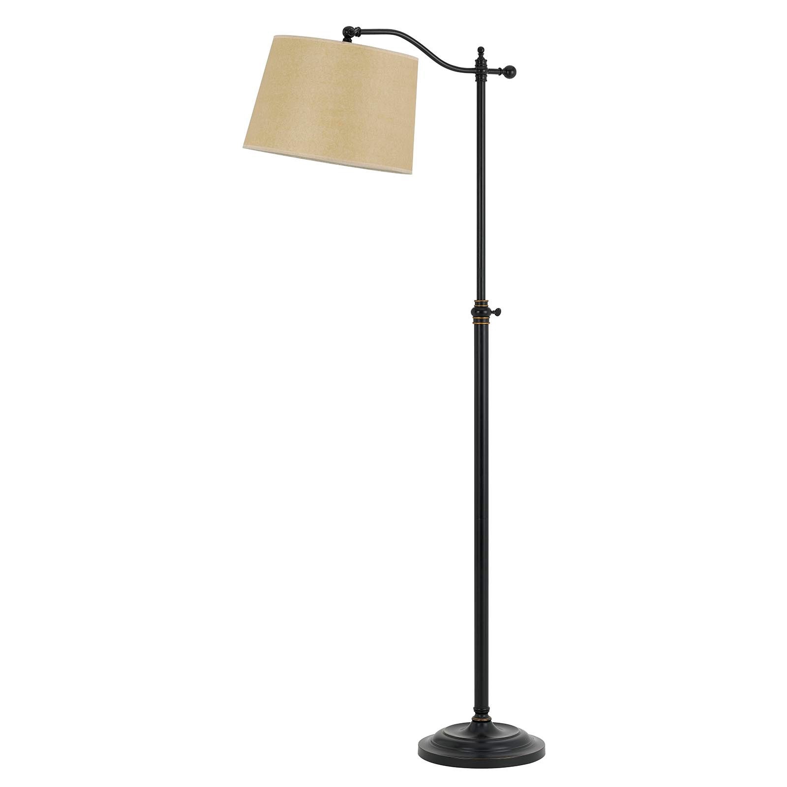 HomeRoots 63" Bronze Metal Adjustable Floor Lamp With Tan Paper Square Shade - 28