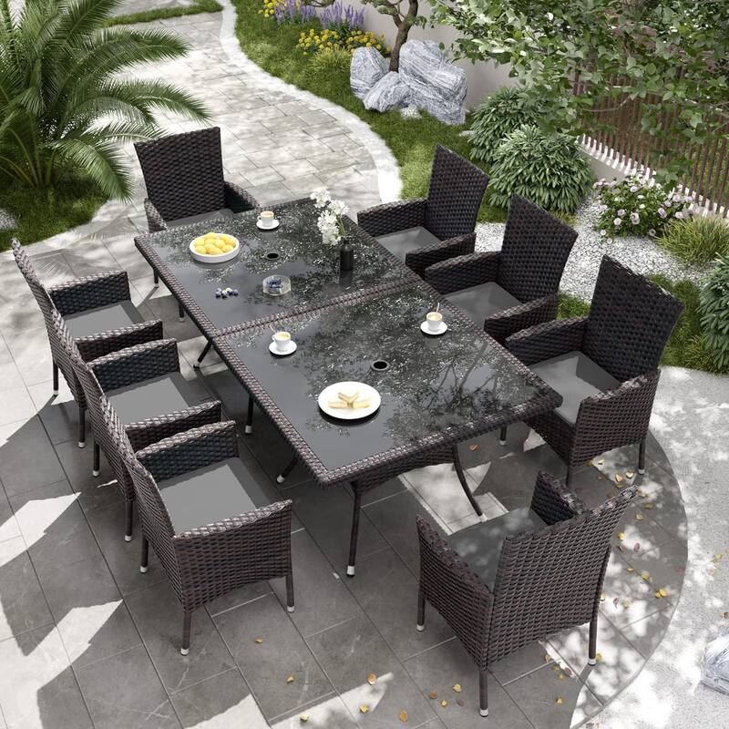 Kullavik Outdoor Dining Set, Rattan Patio Furniture Dining Table & Chairs