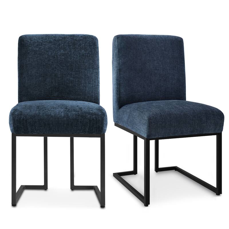 Dining Chair with Black Metal Legs (Set of 2) - Blue