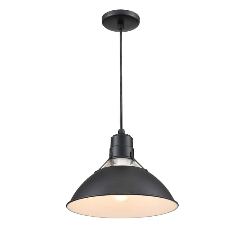 R Series 1-Light Cord Hung Glass Cone Satin Black - Satin Black