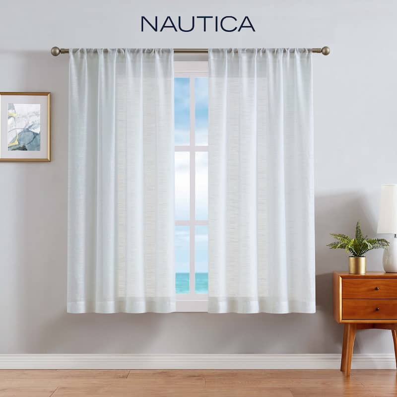 Nautica Erasmus Sheer Rod Pocket Window Curtain Panel Pair