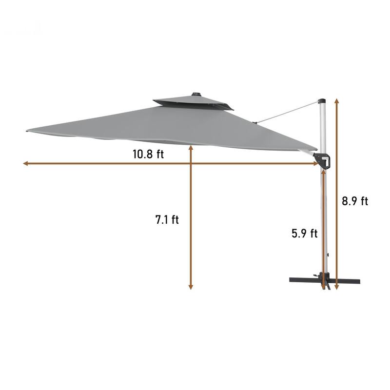 11FT Patio Umbrella Outdoor Square Double Top Umbrella with Base
