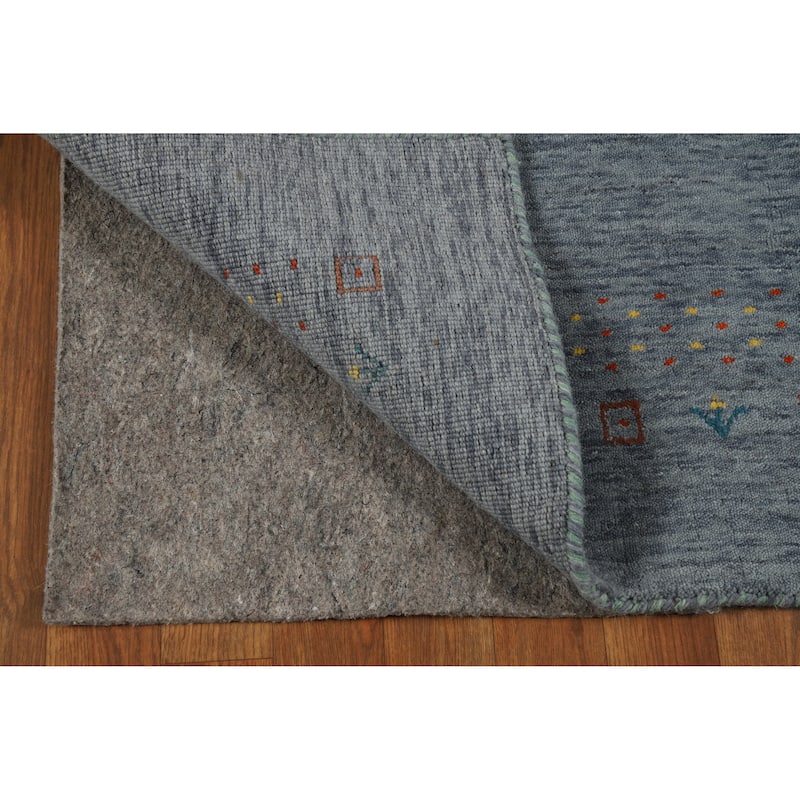 Blue Tribal Gabbeh Indian Rug Handmade Wool Carpet - 2'11" x 4'10"