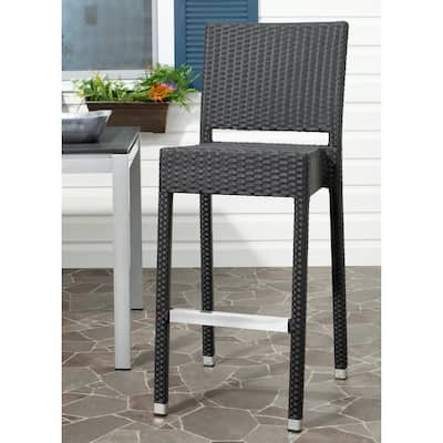 SAFAVIEH 29.5-inch Bethel Black Indoor/Outdoor Bar Stool - 17.3" x 21.3" x 43.5"