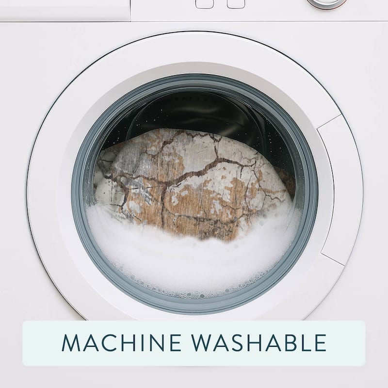 Machine Washable Indoor/ Outdoor Modern Crackle Chantille Rug