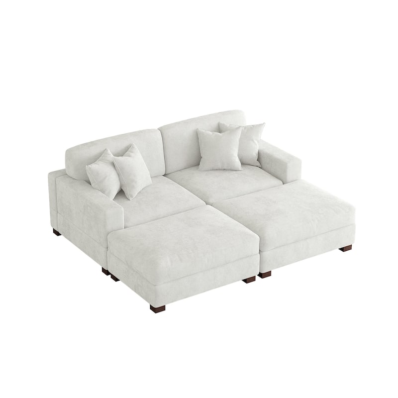 Modern Chenille Oversized Modular Sectional Sofa with 2 Ottoman