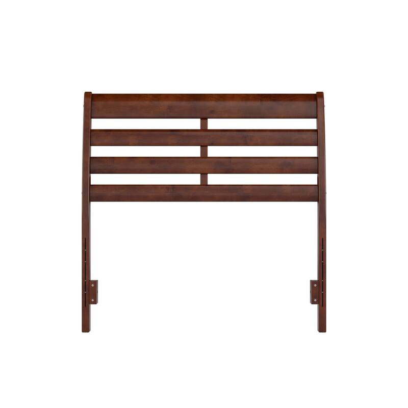 Solid Wood Headboard Twin Size - Walnut Finish, USB Charger, Modern Bedroom Decor