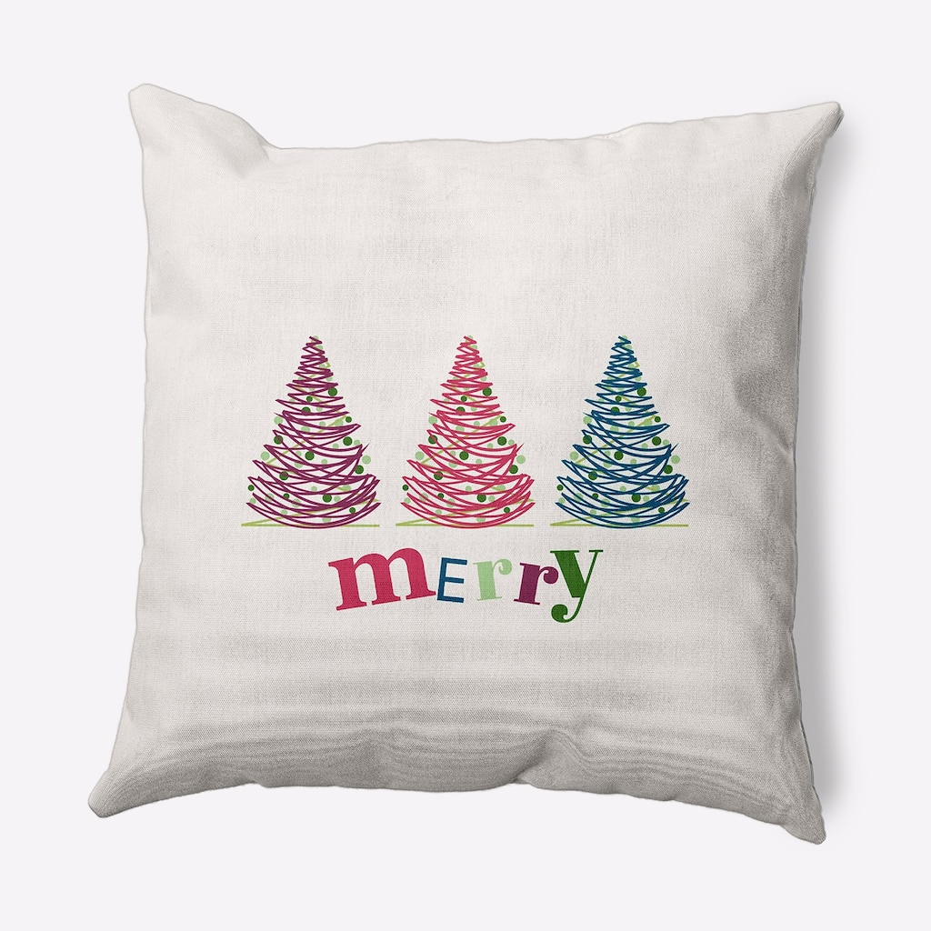 Merry Trees Christmas Indoor/Outdoor Throw Pillow