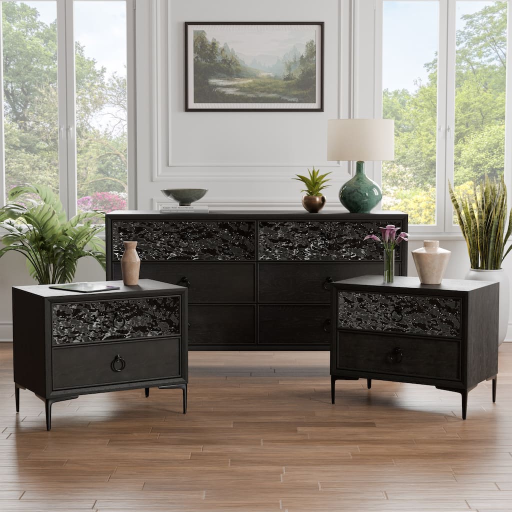 Furniture of America Fable Modern 3-Piece Solid Wood Dresser and 2-Nightstand Bedroom Set