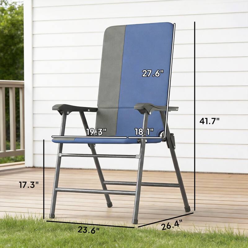 Outsunny Folding Patio Chairs Set of 2, Padded High Back Folding Lawn Chairs with Armrests, 600D Oxford Fabric