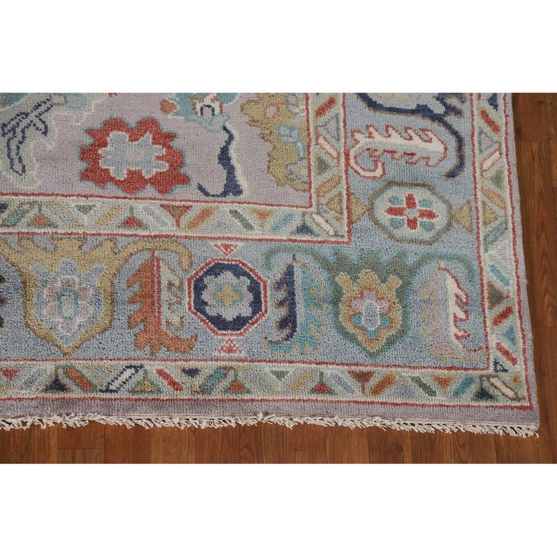 All-Over Floral Oushak Living Room Area Rug Handmade Wool Carpet - 7'10"x 9'8"