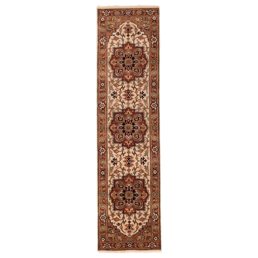 ECARPETGALLERY Hand-knotted Jules Sultane Ivory Wool Rug - 2'6 x 10'0