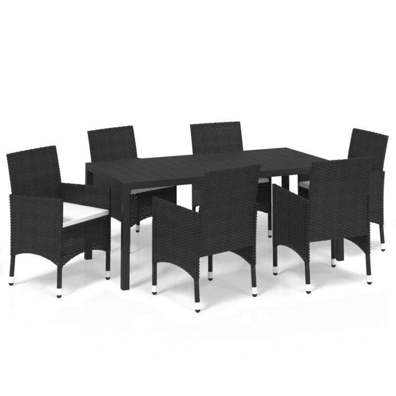 vidaXL Patio Dining Set with Cushions Poly Rattan