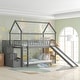 preview thumbnail 2 of 7, Solid Wood Twin Over Twin Bunk Bed with Three Drawers and A Slide, Supported By Wooden Strips