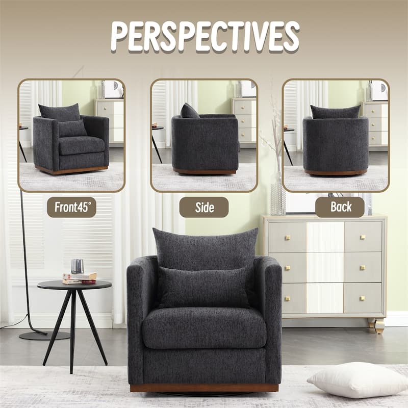 Swivel Barrel Chair,Comfy Round Accent Sofa Chair for Living Room
