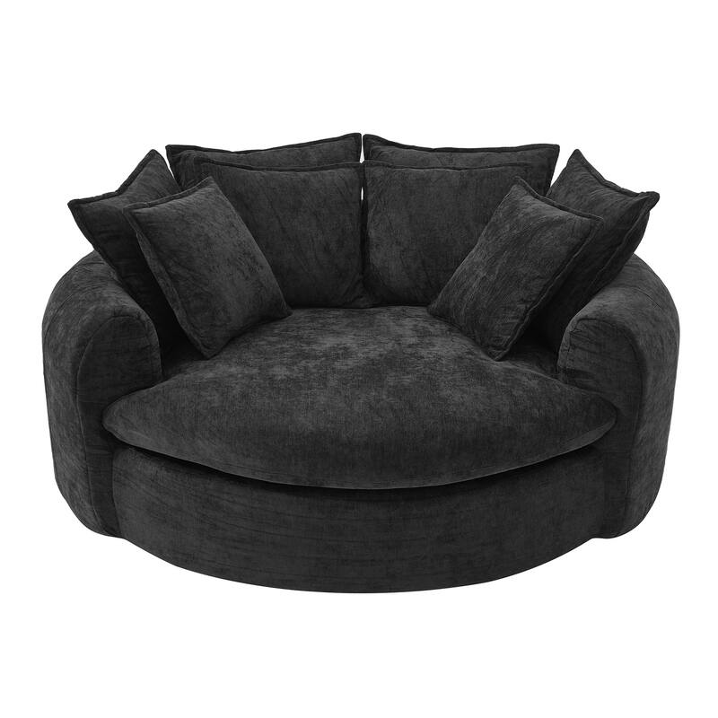 Round Chaise Lounge with Multiple Pillows by Harper&Bright Designs