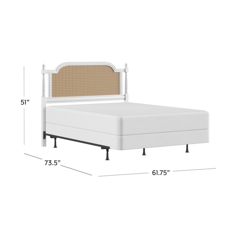 Hillsdale Melanie Wood and Cane Headboard with Frame, White