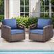Option Brwon Wicker Blue Cushion