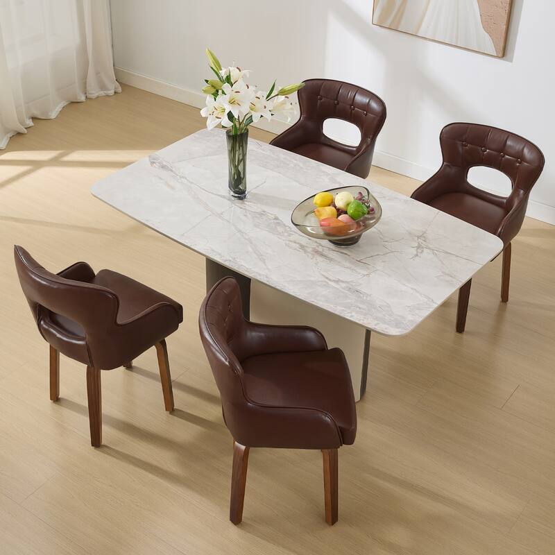 Bentwood Swivel Dining Chairs Set of 2/4/6, Faux Leather Upholstered Chairs Kitchen Chairs