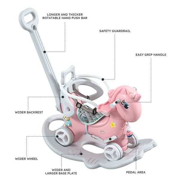 dimension image slide 1 of 3, Unicorn Rocking Ride Toys for Toddlers with Handle and Balance Board